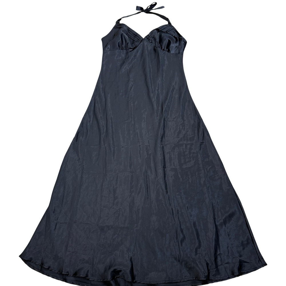 Elegant Moments Satin Halter Maxi Slipβ Dress Women 1X Black Goth Glam